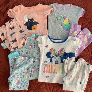 Little Girls Pajama Sets Lot 3T Minnie Unicorns Flowers Halloween PJs